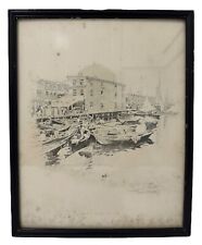 Litografia vintage “Old Fishing Boats” por Francis E. Getty 1927 assinada Boston comprar usado  Enviando para Brazil