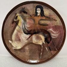Placa de cavalo Polia Pillin California Studio arte cerâmica vintage MCM mulher com cavalos comprar usado  Enviando para Brazil