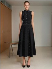 Vestido de festa feminino moda falso pescoço frisado costas abertas longo alargado 5562 comprar usado  Enviando para Brazil