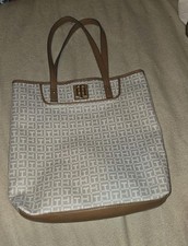 Usado, Bolsa tote Tommy Hilfiger grande monogramada bege bronzeada alça dupla logotipo bolsa comprar usado  Enviando para Brazil