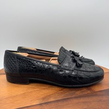 Mocassim Salvatore Ferragamo 11 EE preto crocodilo jacaré borla vestido casual comprar usado  Enviando para Brazil