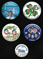 5 botões de cauda de casaco BARACK OBAMA 2008, 201 2 MICHIGAN, botão DELEGAR comprar usado  Enviando para Brazil