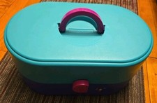 Espelho de maquiagem vintage década de 1990 CABOODLES 3 camadas estojo rígido viagem roxo azul-petróleo comprar usado  Enviando para Brazil