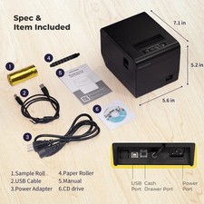 Impressora Térmica de Recibos Volcora, 80mm USB/Ethernet POS Impressora de Código QR com Auto... comprar usado  Enviando para Brazil