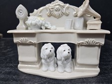 Decoração de cerâmica filhotes Shih Tzu na lareira com fotos de relógio Victrola vintage comprar usado  Enviando para Brazil