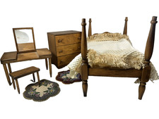 Móveis vintage para casa de bonecas (Hall's?) Conjunto de quarto de madeira comprar usado  Enviando para Brazil