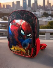 Mochila infantil Spider-Man Marvel alças de ombro acolchoadas vermelha e preta vários bolsos, usado comprar usado  Enviando para Brazil