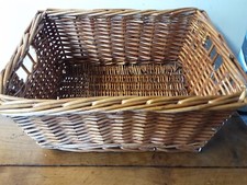 Cesta de mimbre firme fuerte de 18" caja de troncos grande juguete de picnic almacenamiento mango con orificio para dedos segunda mano  Embacar hacia Mexico