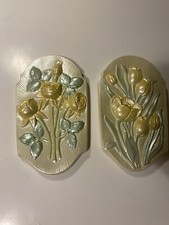 Conjunto de 2 peças placa de parede vintage 1970 rosas tulipas gesso 3D giz comprar usado Conjunto de 2 peças placa de parede vintage 1970 rosas tulipas gesso 3D giz comprar usado  Enviando para Brazil