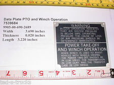M35a2 data plate for sale  Midland City