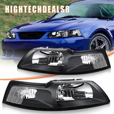 Para 1999-2004 Ford Mustang conjunto de faróis carcaça preta par esquerda+direita comprar usado  Enviando para Brazil