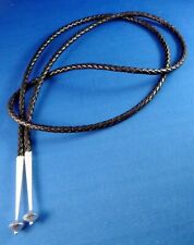 NOVO Cordão de Gravata BOLO de Couro Real Preto 5mm 44", Hogan Ondulado Esterlina DICAS comprar usado  Enviando para Brazil