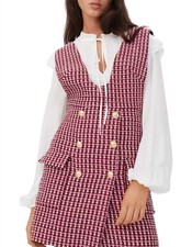 Vestido feminino Maje tamanho 34 FR/XS Pinafore mistura de lã tweed MFPRO01521, usado comprar usado  Enviando para Brazil