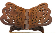 Usado, Hand Carved Wooden Book Stand 13” Folding Quran Bible Cookbook Holder Leaf Motif comprar usado  Enviando para Brazil