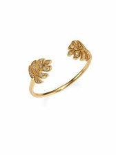 Usado, Anel de punho aberto de diamante em forma de folha de bordo com presente de aniversário de ouro amarelo 14k comprar usado  Enviando para Brazil