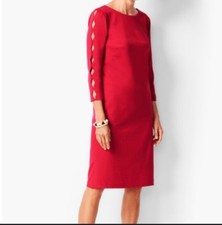 Vestido justo Talbots RSVP vermelho tamanho 14 manga 3/4 acabamento escada coquetel novo sem etiquetas comprar usado  Enviando para Brazil