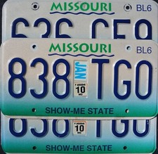 Missouri license plates for sale  Boulder