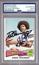 DREW PEARSON 1975 CARTÃO DE NOVATO ASSINADO À MÃO DALLAS COWBOYS PSA LAJEADO comprar usado  Enviando para Brazil