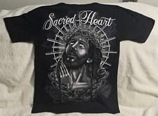 CAMISETA JESUS CRISTO CORAÇÃO SAGRADO COROA DE ESPINHOS ROSA FLOR ORAÇÃO DEUS comprar usado  Enviando para Brazil