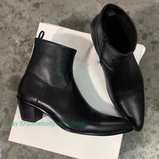 Botas masculinas novas biqueira pontiaguda salto cubano couro genuíno tornozelo sapatos comprar usado  Enviando para Brazil