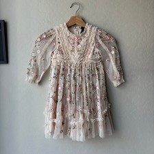 Vestido de festa champanhe bordado floral de tule com agulha e linha 3T comprar usado Vestido de festa champanhe bordado floral de tule com agulha e linha 3T comprar usado  Enviando para Brazil
