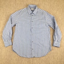 Camisa masculina Armani com botão frontal tamanho grande listra branca azul manga longa luxo comprar usado  Enviando para Brazil