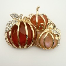 Broche abóboras laranja enjaulado strass tom dourado comprar usado  Enviando para Brazil