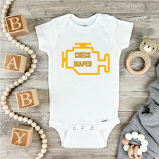 Funny Babie Onesie Check Engine Light "Check Fralda" - Escolha o Tamanho, usado comprar usado  Enviando para Brazil