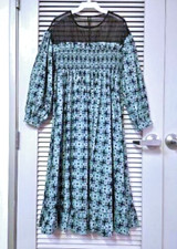 Brincos de malha azul-petróleo/preto floral midi vestido longo S urban outfitters comprar usado  Enviando para Brazil