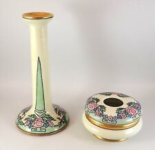 Antigo receptor de cabelo art déco pintado à mão e suporte de castiçal 8 3/4" comprar usado  Enviando para Brazil