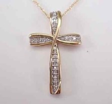 1,50Ct Okrągły krój Prawdziwy Moissanit Klaster Krzyż Wisiorek 14K Żółte Pozłacane na sprzedaż  Wysyłka do Poland