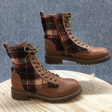 Botas femininas Rock & Candy 10 Max combate marrom flanela com cadarço conforto meia panturrilha, usado comprar usado  Enviando para Brazil