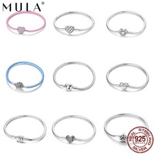 Pulseira de berloque feminina europeia de prata esterlina 925 com fecho de estrelas de coração comprar usado  Enviando para Brazil