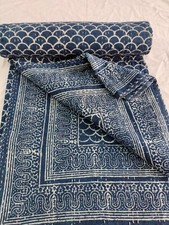 Colcha edredón Kantha indio floral azul manta ropa de cama decoración hecha a mano segunda mano  Embacar hacia Mexico