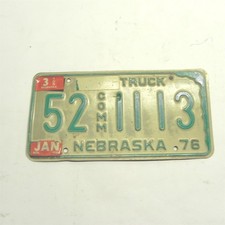 Usado, 1976 NEBRASKA PLACA DE LICENÇA DE CAMINHÃO COMERCIAL ÚNICA BRANCA COM VERDE 52-1113 comprar usado  Enviando para Brazil