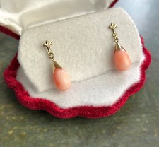 Brincos vintage 9CT 375 9K pele de anjo rosa gota de coral delicado 2,4cm comprar usado  Enviando para Brazil