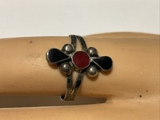 Anel de prata esterlina Taxco México tamanho 6 ONIX & CORNELIAN INLAY comprar usado  Enviando para Brazil