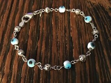 Pulseira de ouro branco 14k Evil Eye para crianças 6 polegadas 3 gramas assinada: 14K Mex comprar usado  Enviando para Brazil