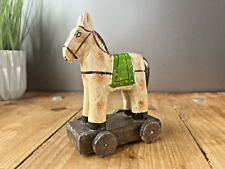 Usado, Brinquedo cavalo de Tróia vintage 1950 pintado de madeira sobre rodas scandi display dala comprar usado  Enviando para Brazil