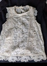 Blusa Stradivarius (Inditex Zara) Feminina Renda Top Off White Renda Boho  comprar usado  Enviando para Brazil