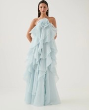 Vestido maxi Aje Pandorea em camadas tamanho AU 8 / EUA 4 prata azul forrado Halter comprar usado  Enviando para Brazil
