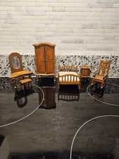 Conjunto de móveis de quarto para casa de bonecas escala 1:12 com vaidade, guarda-roupa, cama, mesa de cabeceira comprar usado  Enviando para Brazil