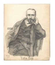 Original dessin 1916 portrait  Victor Hugo (1802-1885) écrivain , poète signé Gt comprar usado  Enviando para Brazil