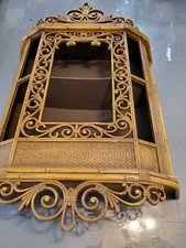 Antigo Boho MCM Syroco Marrom Faux Wicker Rattan Curio Vitrine Caixa de Sombra, usado comprar usado  Enviando para Brazil