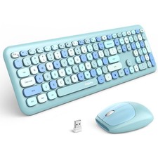 Combo de teclado y ratón inalámbricos MOFII, azul retro con teclas redondas segunda mano  Embacar hacia Mexico