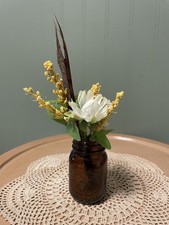 Buquê artificial vintage com pena em garrafa de vidro marrom decoração para casa 7,5” comprar usado  Enviando para Brazil