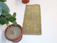 Tapete pequeno turco vintage 1,6 x 3,8 pés – Tapete de porta azul bege feito à mão, fazenda boho comprar usado  Enviando para Brazil