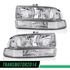 Ajuste para 98-04 Conjunto de Faróis CHEVY S10/BLAZER Carcaça Cromada Canto Transparente comprar usado  Enviando para Brazil