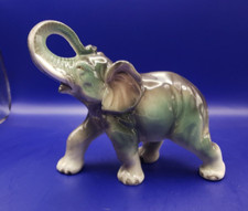 Estatueta de elefante cerâmica vintage tronco verde rosa 6,5” x 7,5” Japão, usado comprar usado  Enviando para Brazil