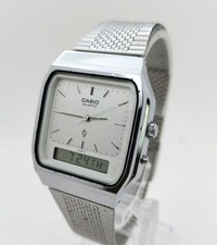 Casio AQ-330 relógio de quartzo analógico-digital pulseira de metal prata usado comprar usado  Enviando para Brazil